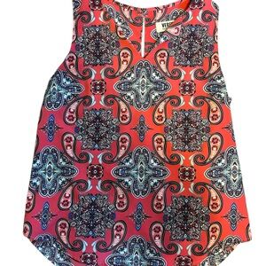 Women's Paisley Sleeveless Top - Red and Blue
